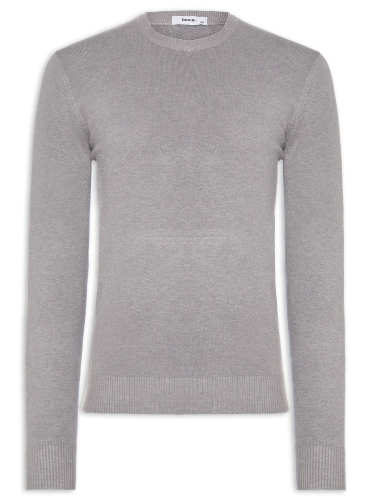 Suéter Tricot Masculino Básico Gola Redonda Cinza Basiq Men