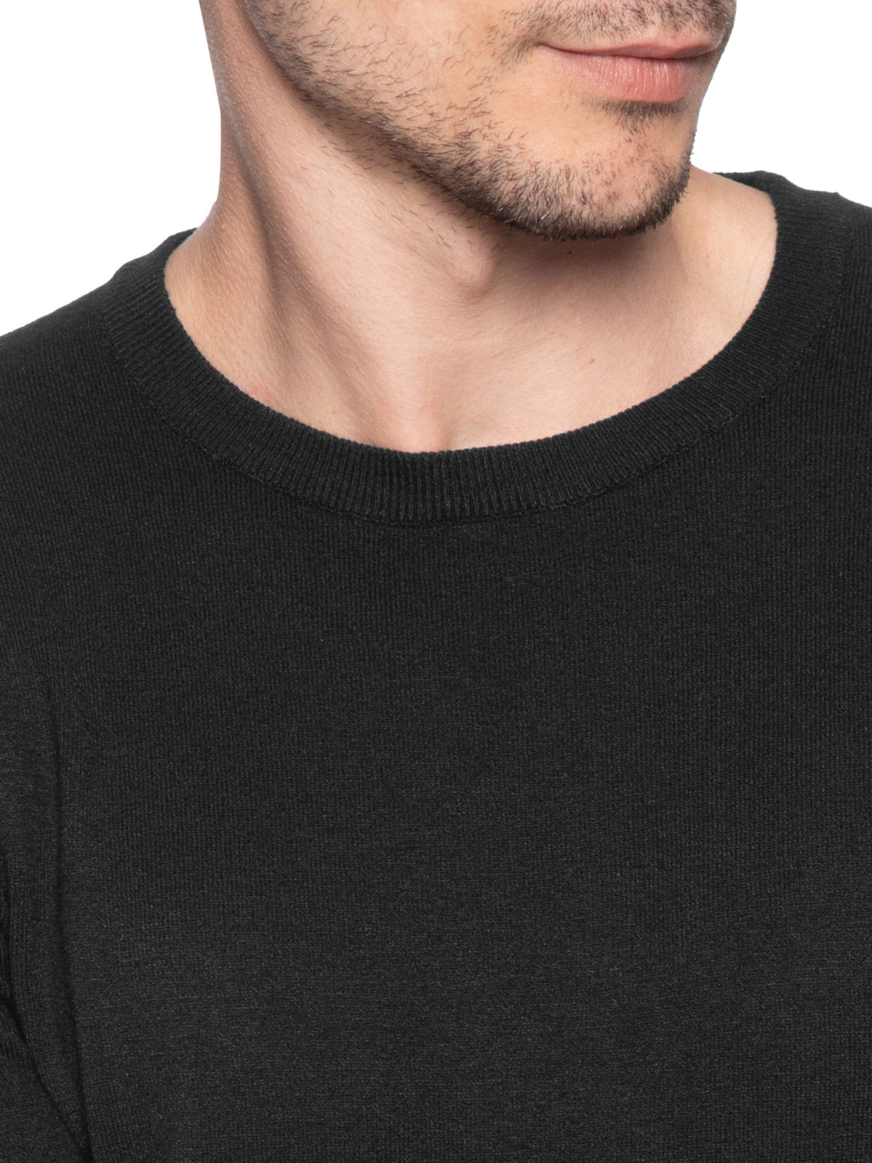 Suéter Tricot Masculino Básico Gola Redonda Preto Basiq Men