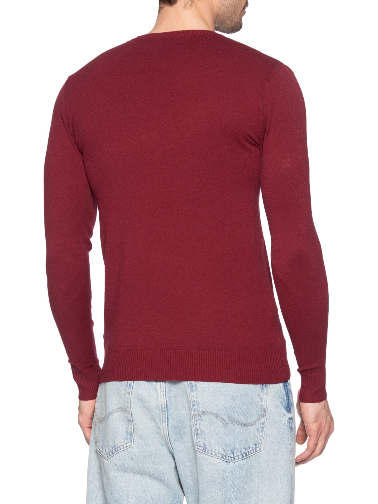 Suéter Tricot Masculino Básico Gola Redonda Vermelho Basiq Men