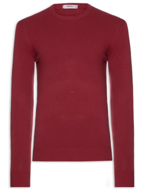 Suéter Tricot Masculino Básico Gola Redonda - Vermelho