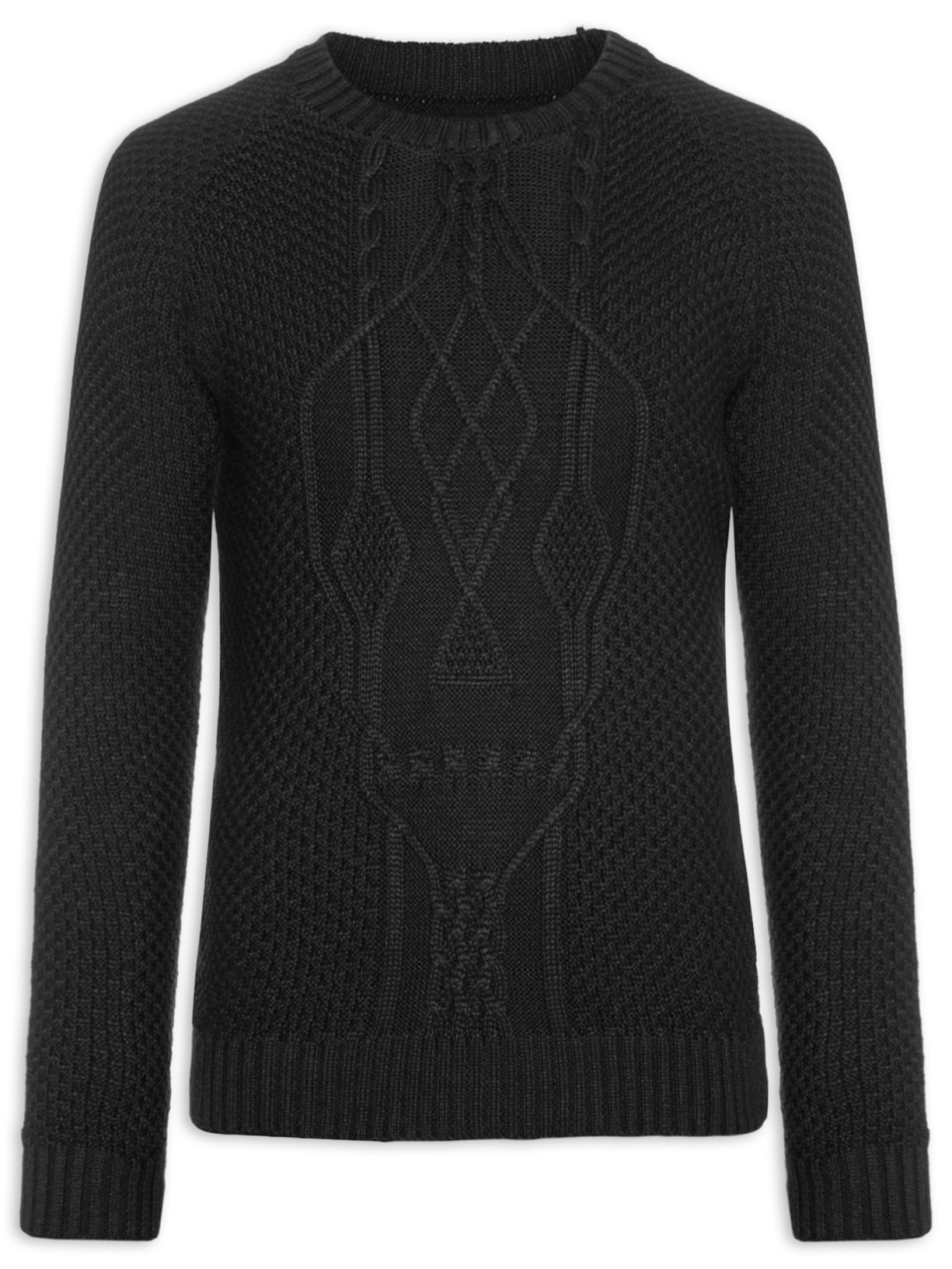 Suéter Tricot Masculino Caveira - Preto