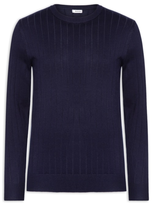 Suéter Tricot Masculino Com Textura - Azul