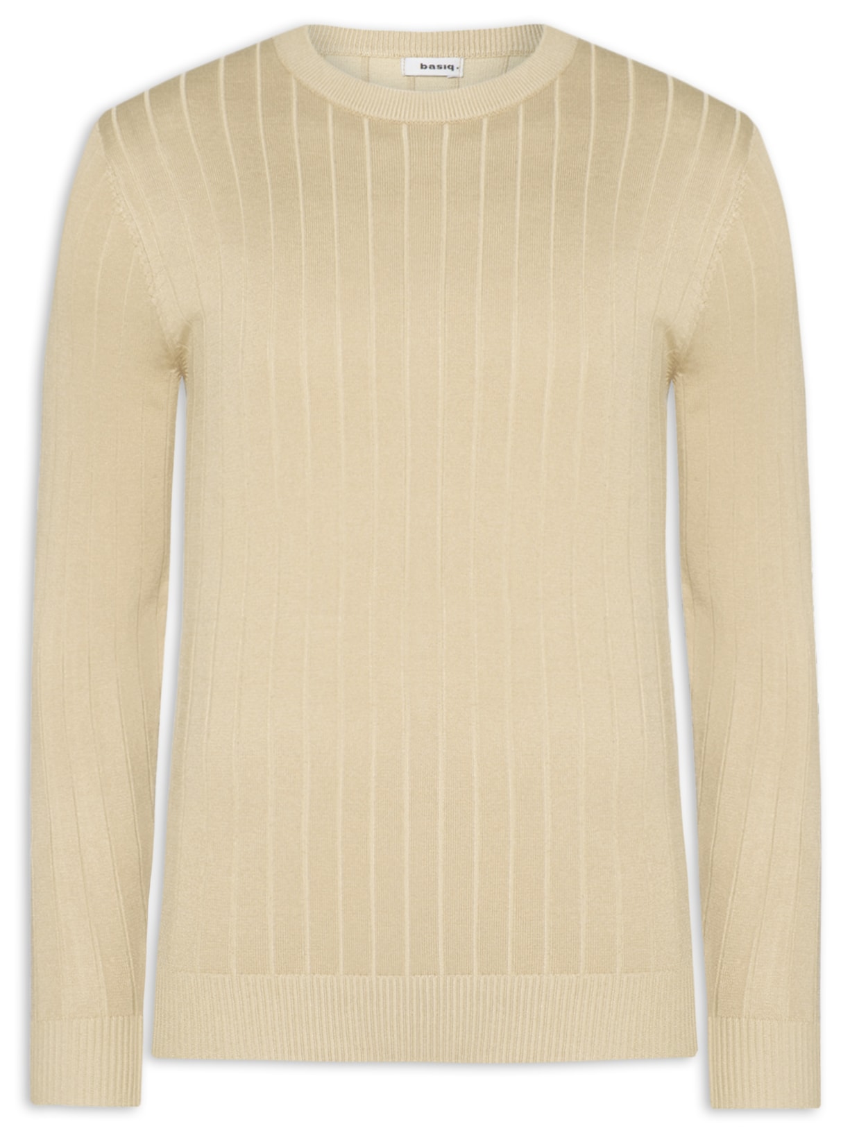 Suéter Tricot Masculino Com Textura Bege Basiq Men
