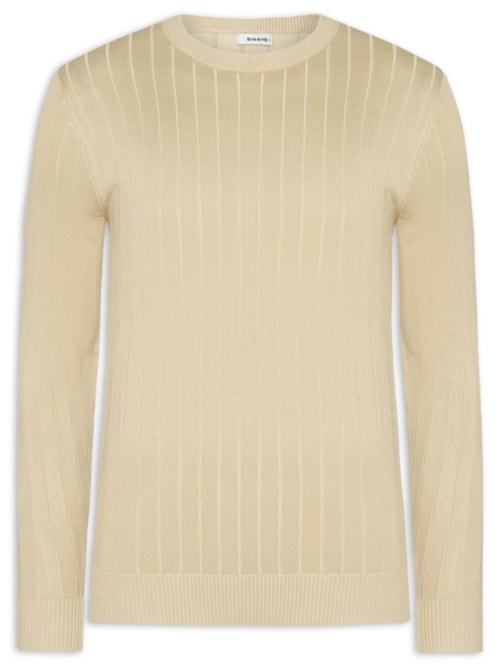 Suéter Tricot Masculino Com Textura - Bege