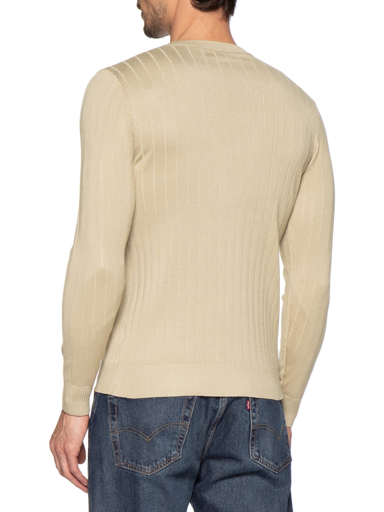 Suéter Tricot Masculino Com Textura Bege Basiq Men