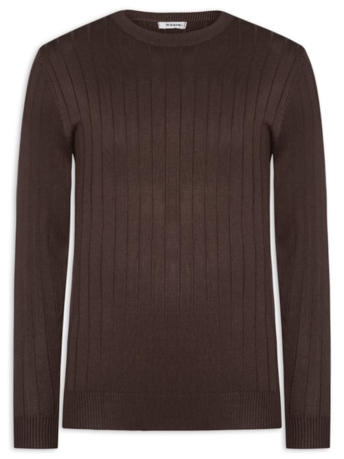 Suéter Tricot Masculino Com Textura - Marrom