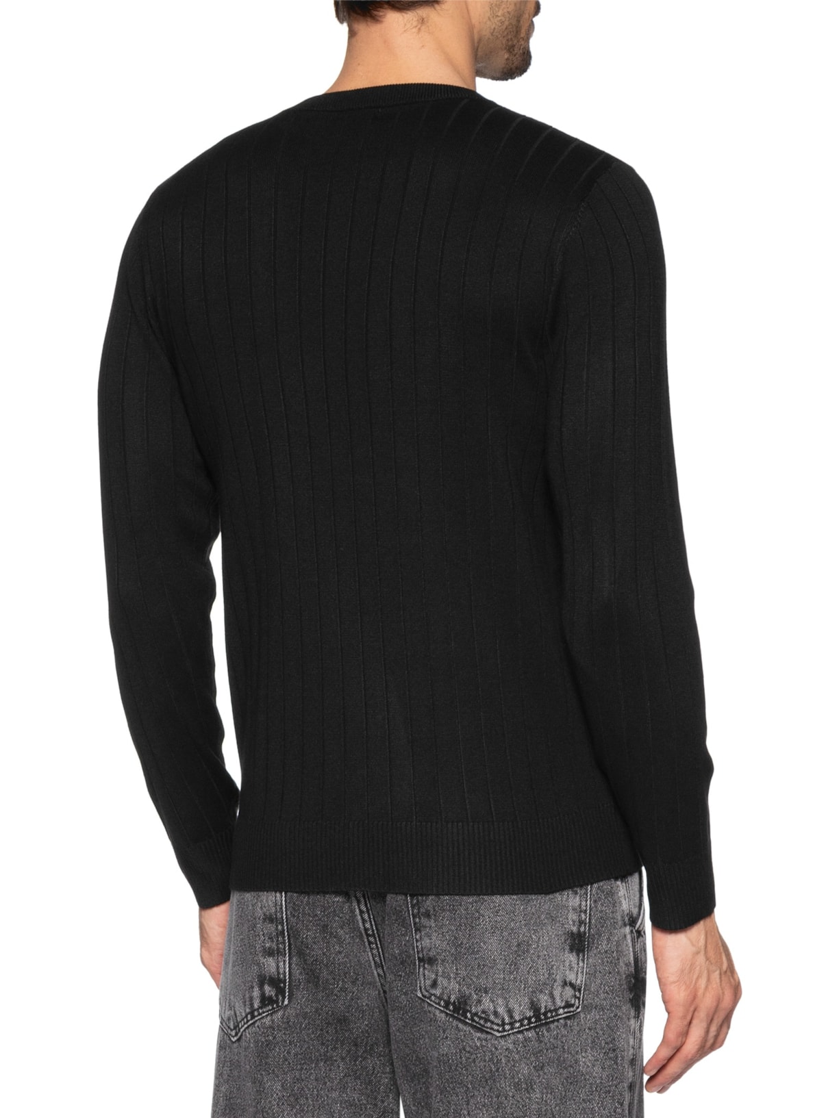 Suéter Tricot Masculino Com Textura Preto Basiq Men
