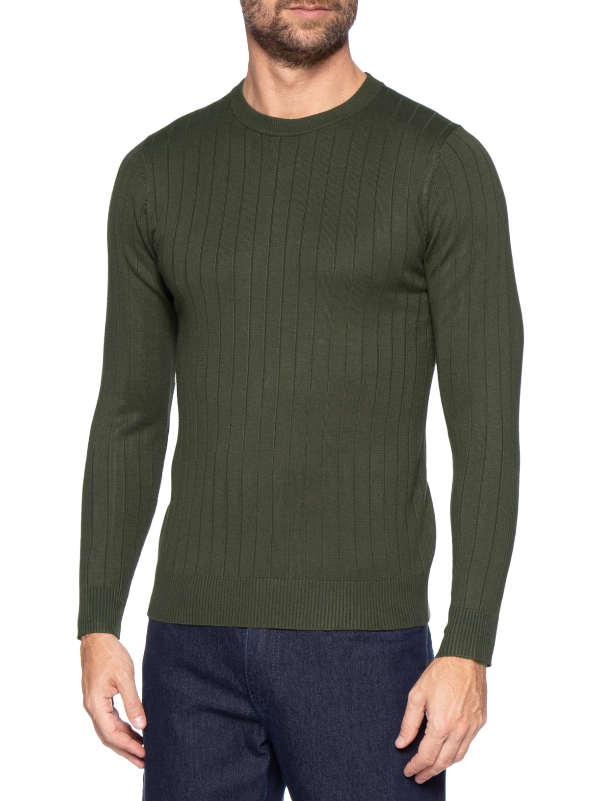 Suéter Tricot Masculino Com Textura Verde Basiq Men