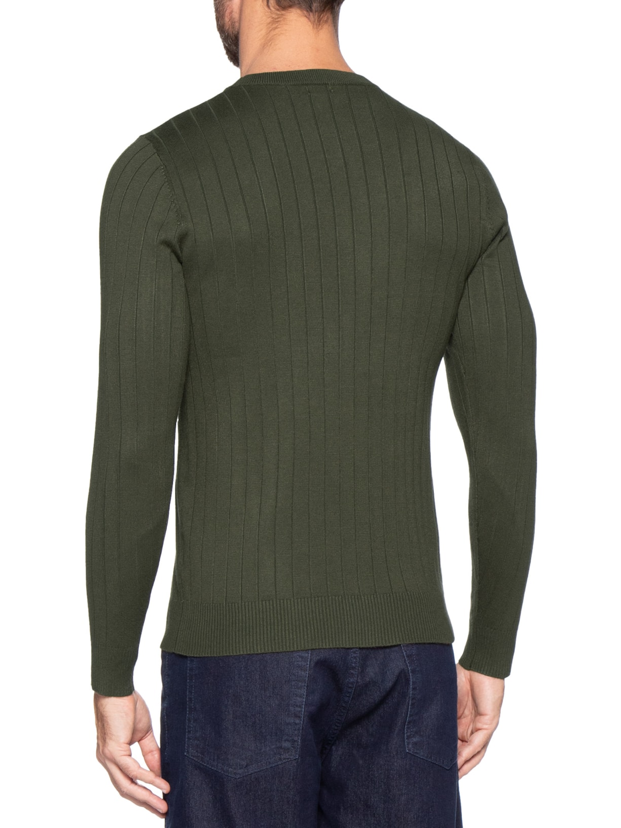 Suéter Tricot Masculino Com Textura Verde Basiq Men