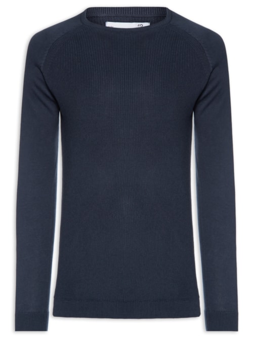 Suéter Tricot Masculino Corpo Tranças Mg Lisa - Azul