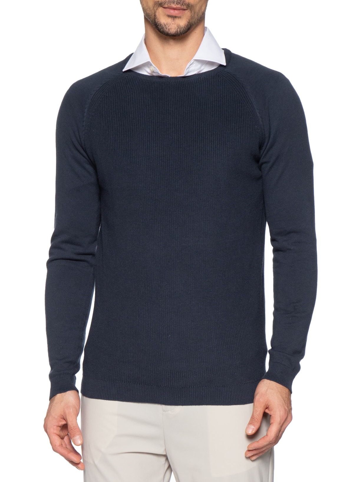 Suéter Tricot Masculino Corpo Tranças Mg Lisa Azul '2 Essential