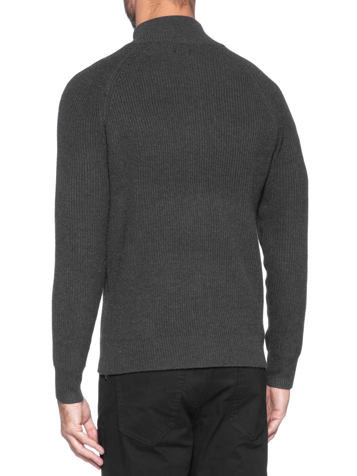 Suéter Tricot Masculino Gola Alta Com Zíper Cinza Basiq Men