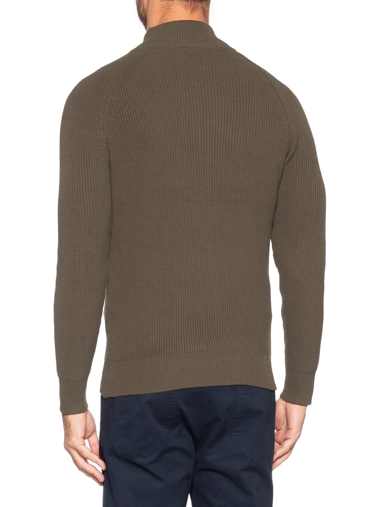 Suéter Tricot Masculino Gola Alta Com Zíper Marrom Basiq Men
