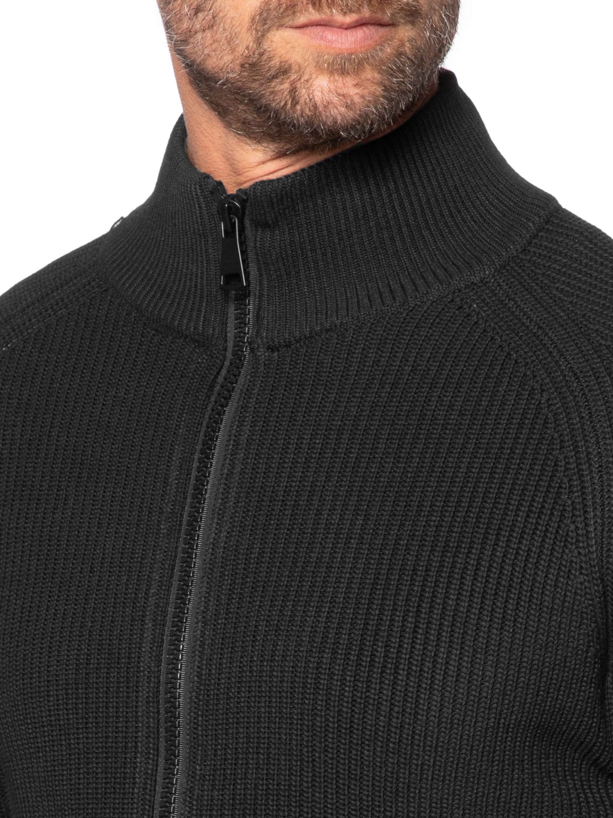 Suéter Tricot Masculino Gola Alta Com Zíper Preto Basiq Men