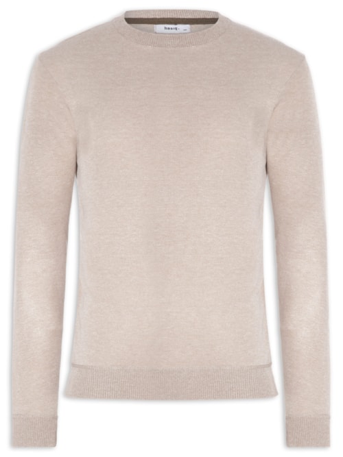 Suéter Tricot Masculino Gola Redonda – Bege