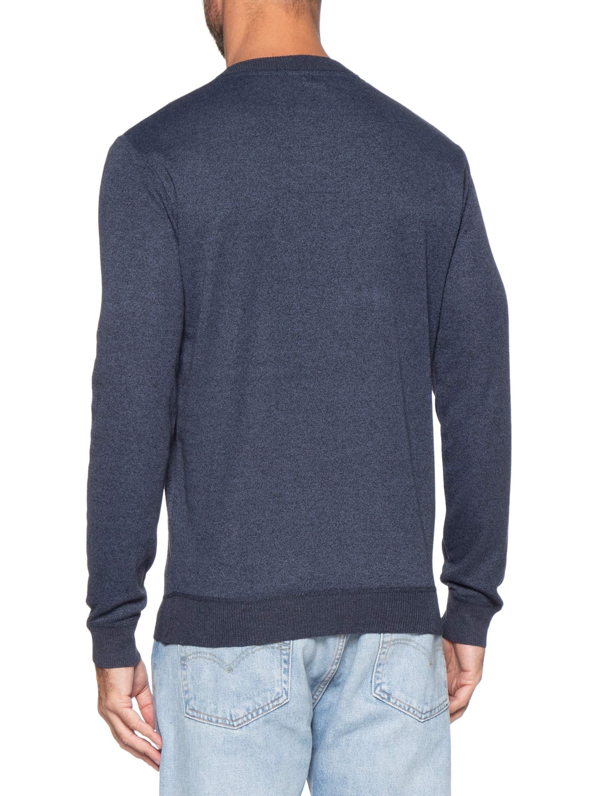Suéter Tricot Masculino Gola V Básico Azul Basiq Men
