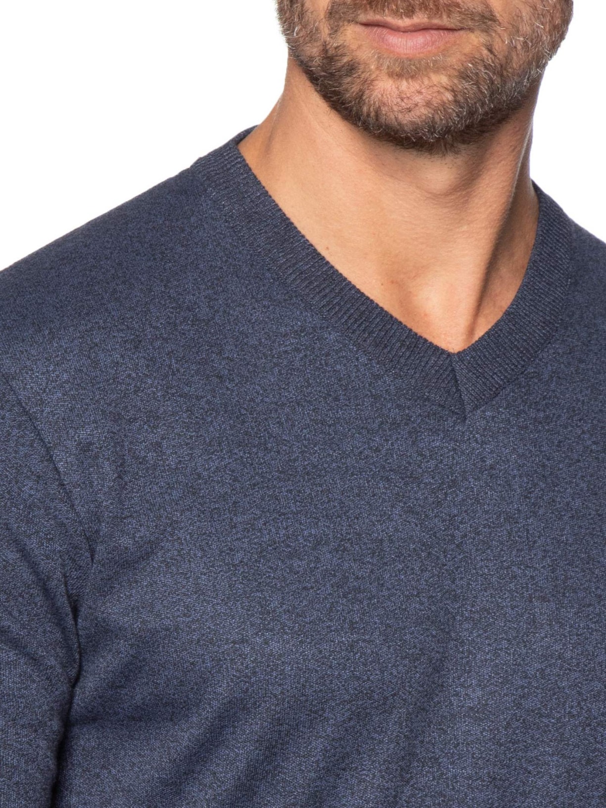 Suéter Tricot Masculino Gola V Básico Azul Basiq Men