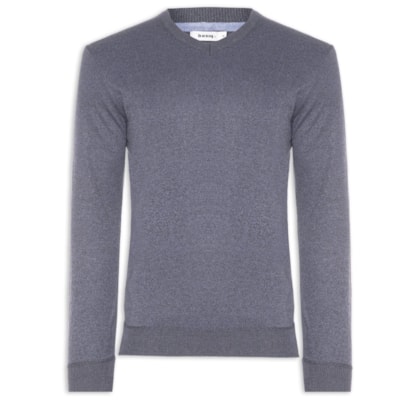 Suéter Tricot Masculino Gola V Básico - Cinza