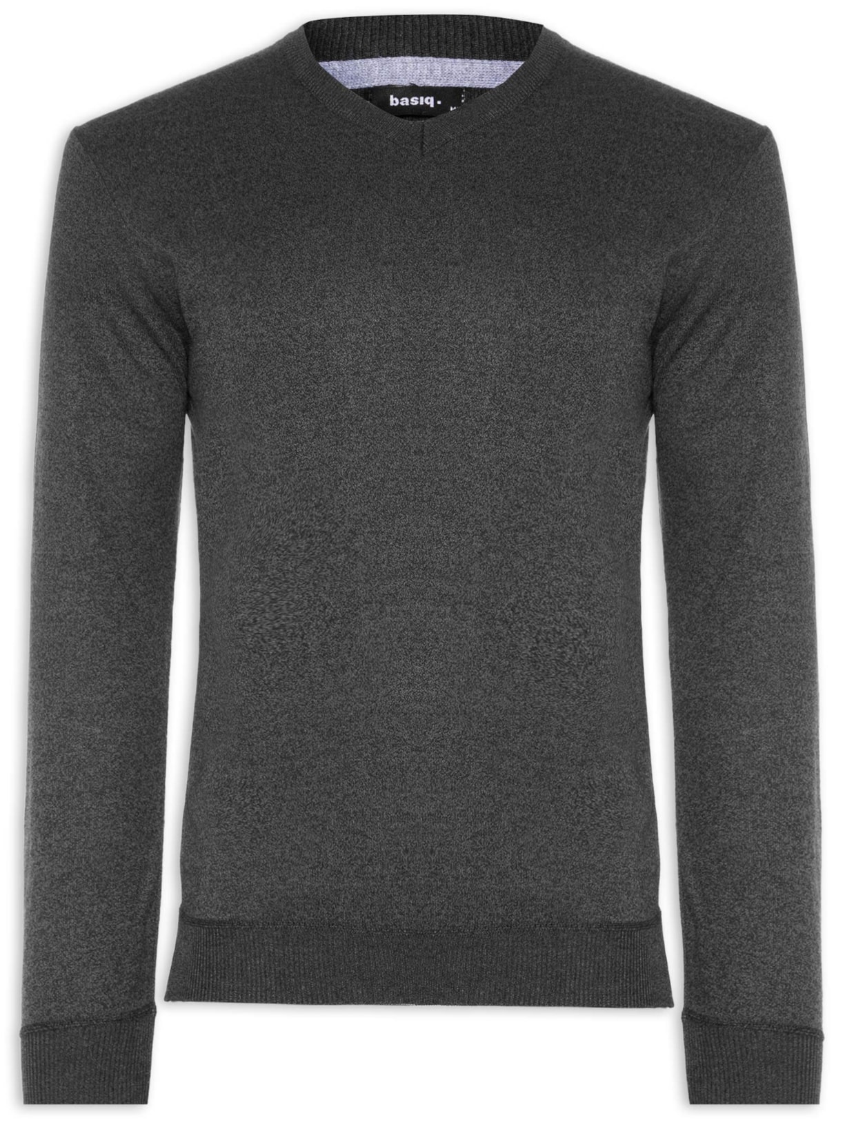 Suéter Tricot Masculino Gola V Básico Preto Basiq Men