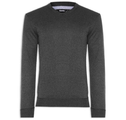 Suéter Tricot Masculino Gola V Básico - Preto
