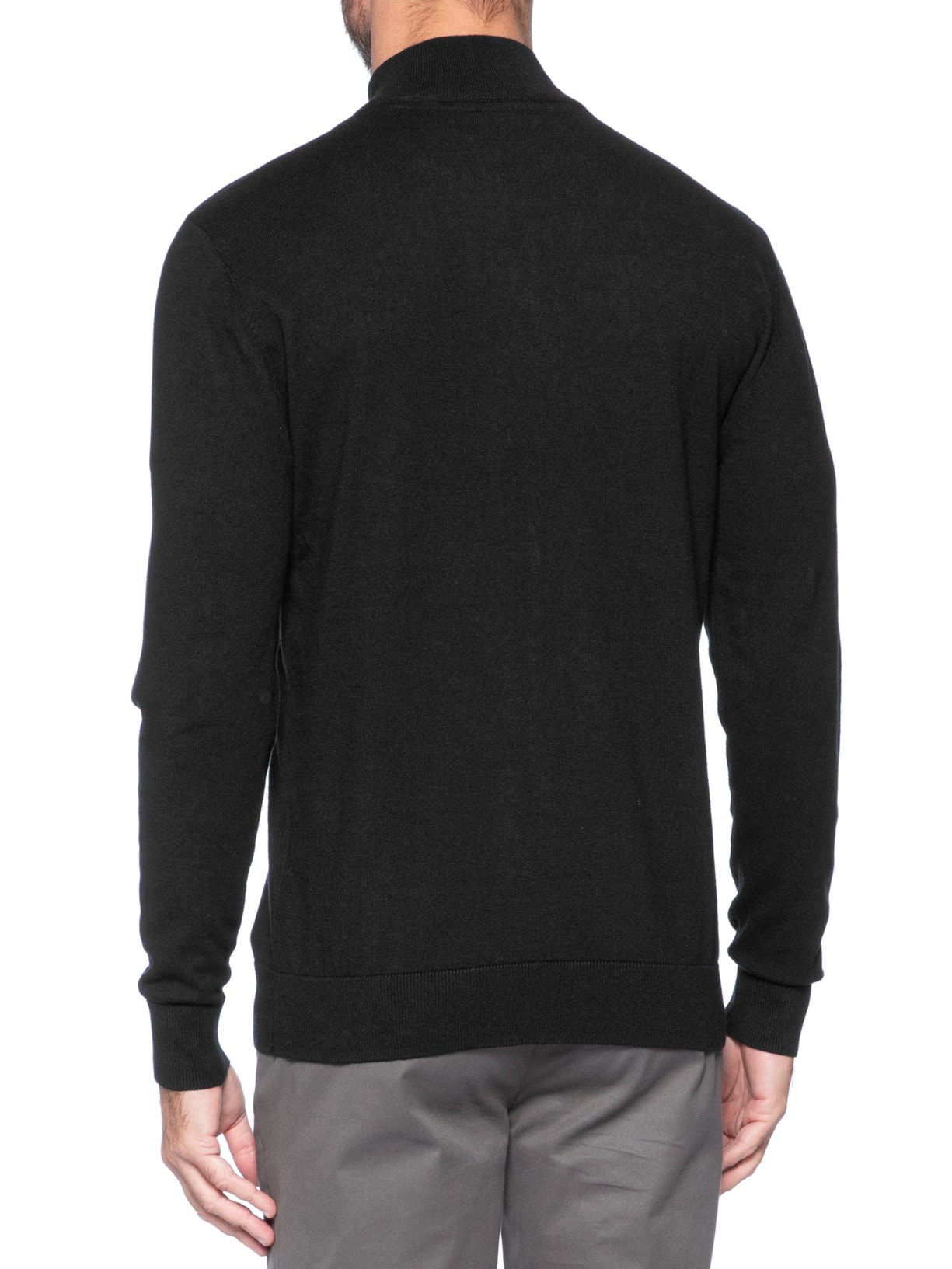 Suéter Tricot Masculino Meio Zíper Preto Calvin Klein