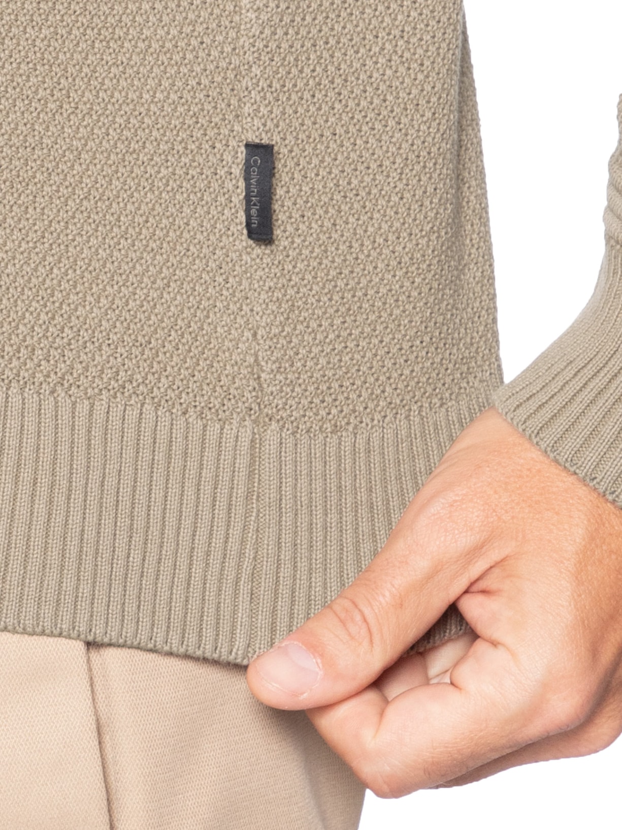 Suéter Tricot Masculino Ponto Arroz Bege Calvin Klein - White Label