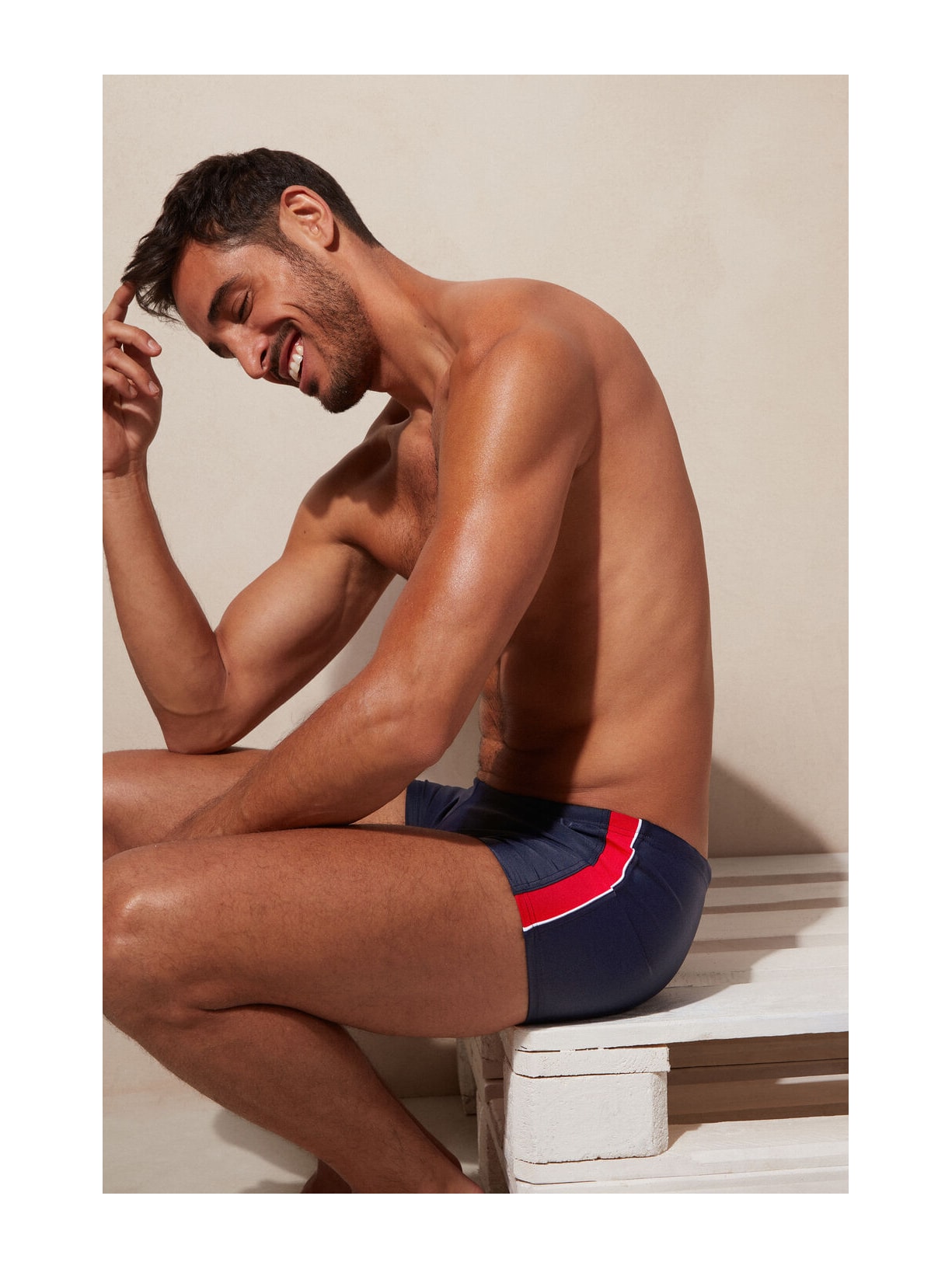 Sunga Boxer Com Faixas Laterais Azul Intimissimi