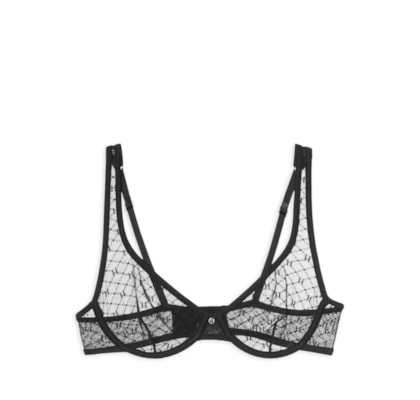 Sutiã Balconet Com Aro Em Tule Personalizado - Preto