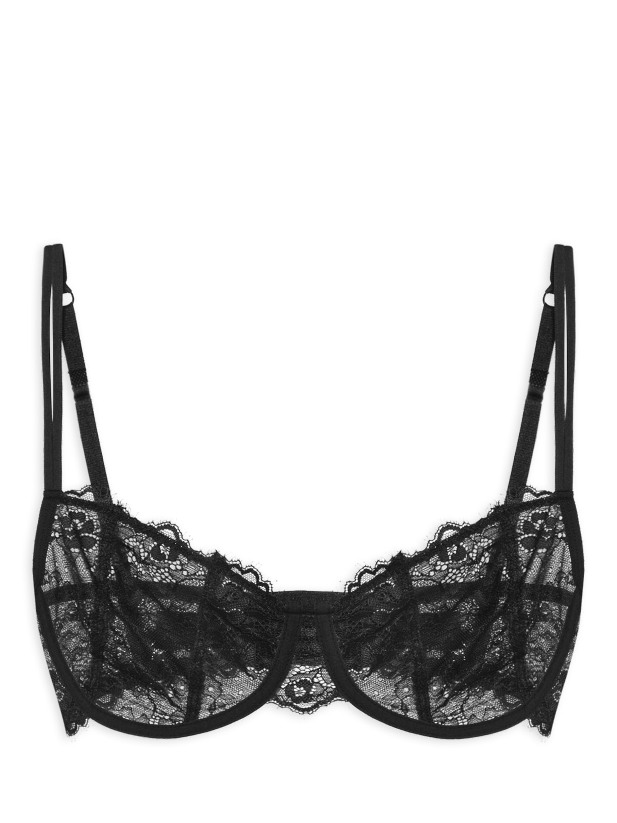 Sutiã Balconet Sem Bojo Com Aro Em Renda - Preto