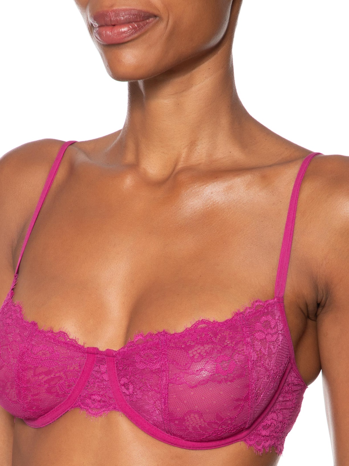 Sutiã Balconet Sem Bojo Com Aro Em Renda Rosa Hope