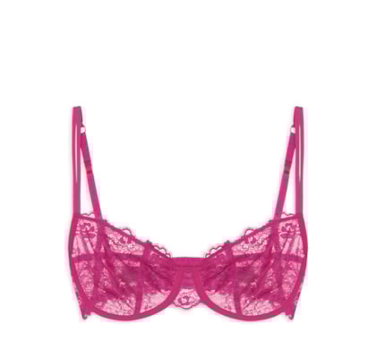 Sutiã Balconet Sem Bojo Com Aro Em Renda - Rosa