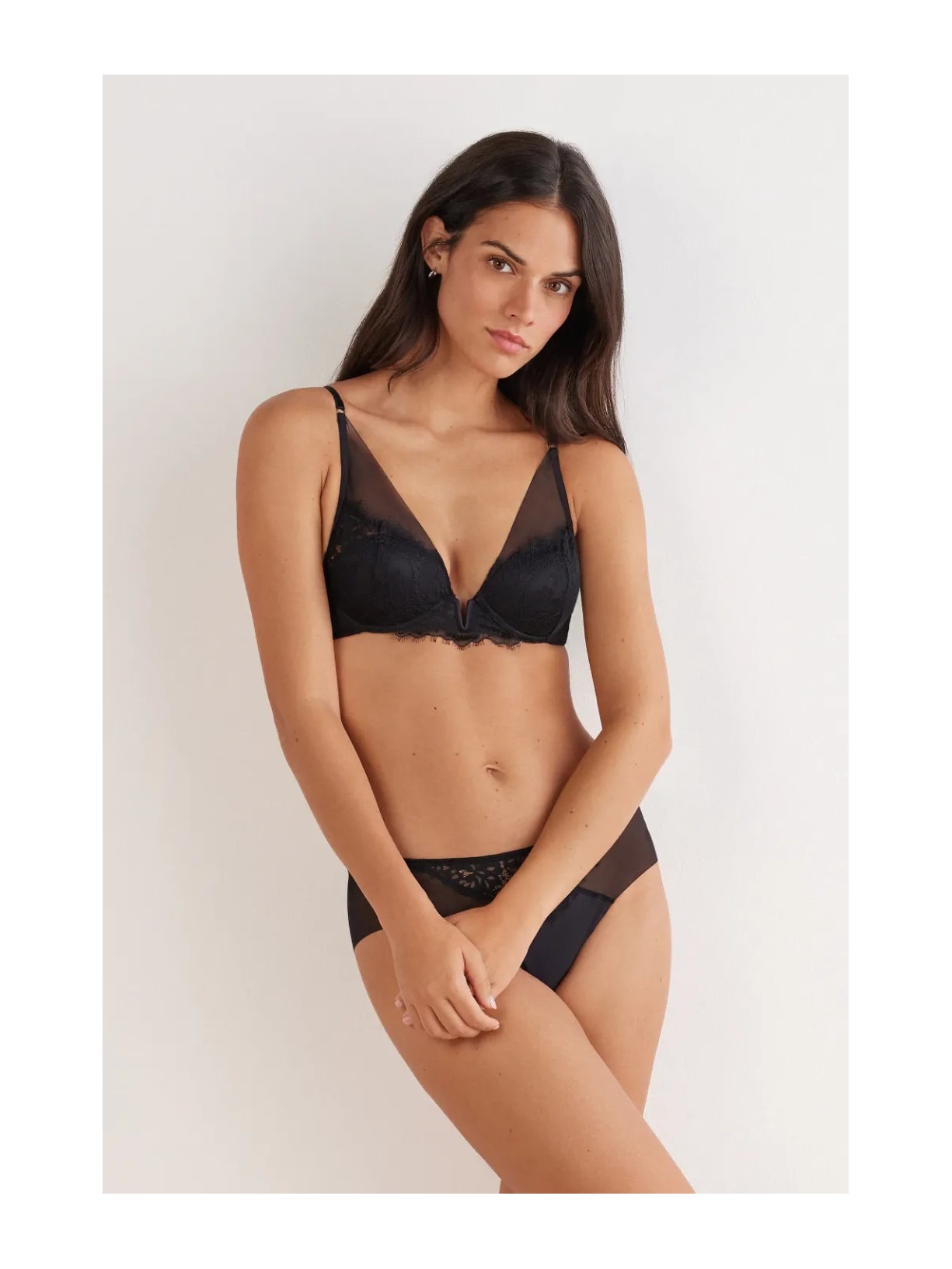 Sutiã Balconette Elena Sheer Glamour Preto Calzedonia