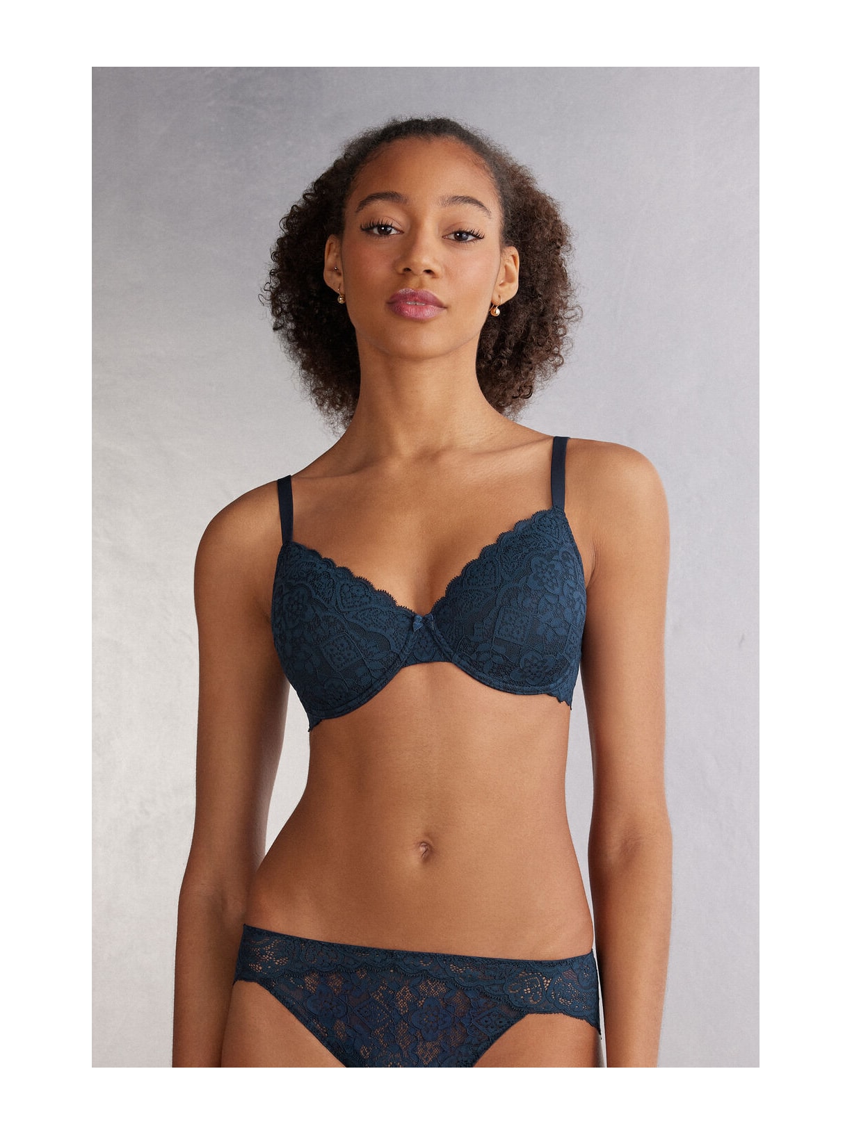 Sutiã Balconette Francesca Em Renda Azul Intimissimi