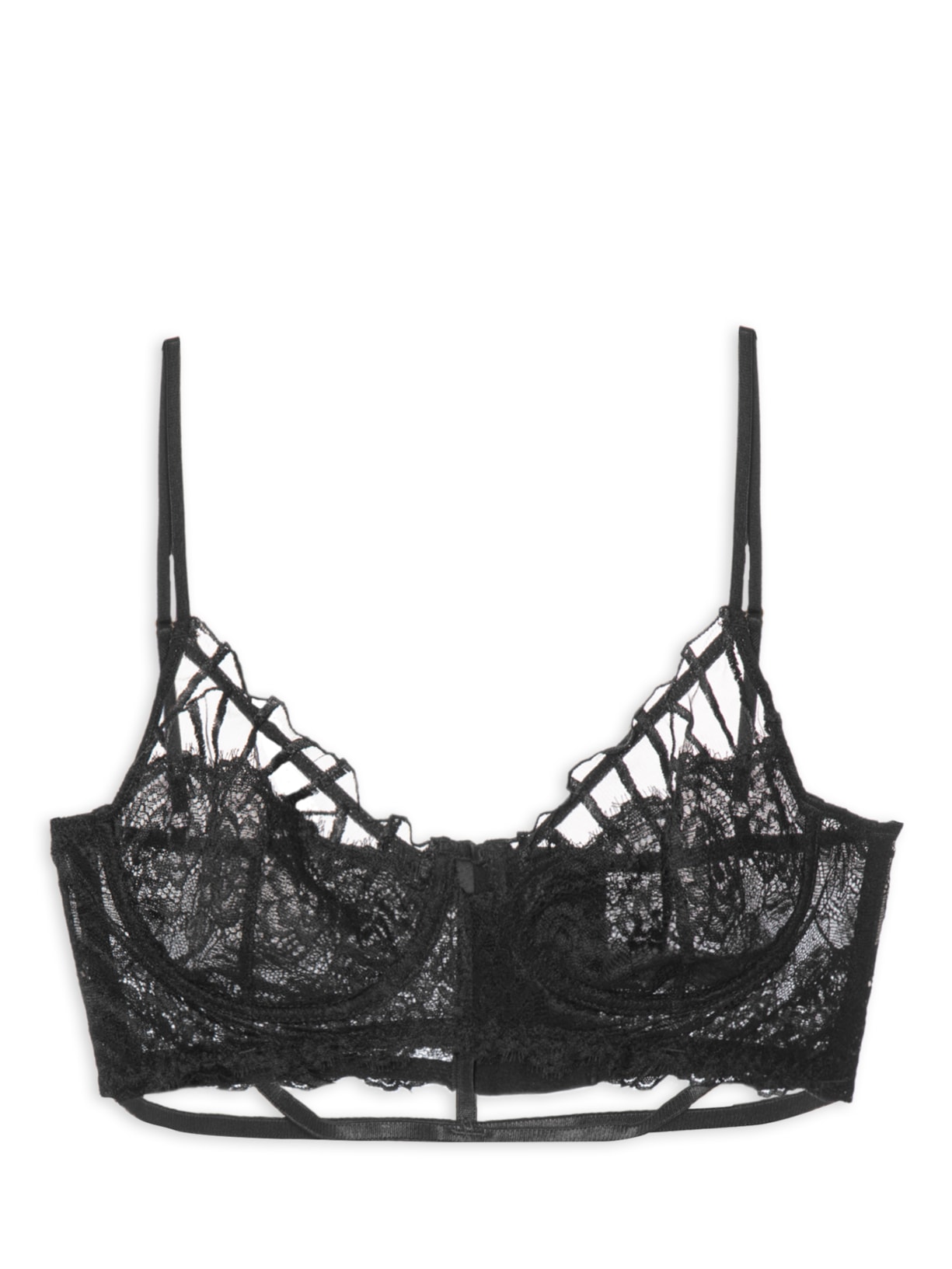 Sutiã Cropped Renda Theia - Preto