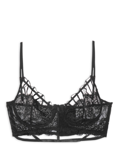 Sutiã Cropped Renda Theia - Preto