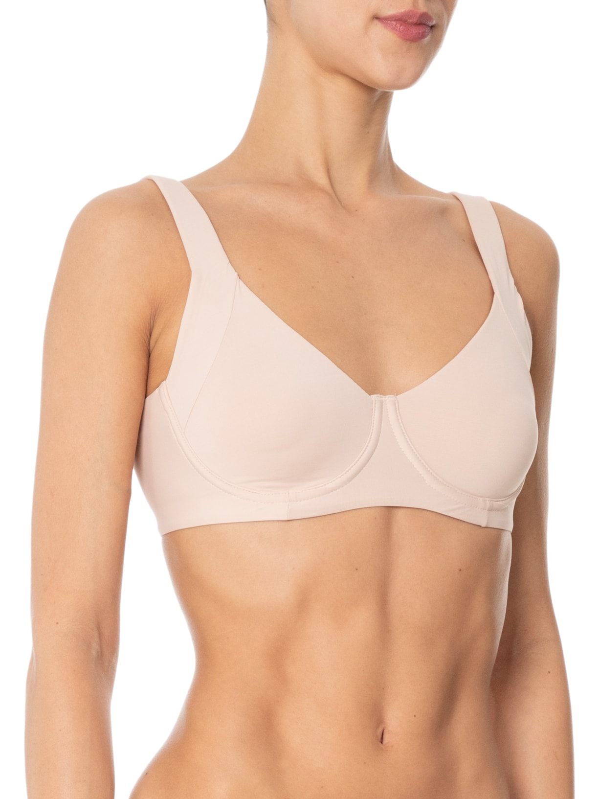 Sutiã Meia Taça Ampla Cobertura Com Aro E Sem Bojo Em Microfibra Bege Hope