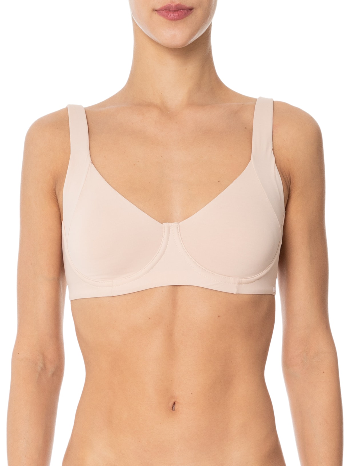 Sutiã Meia Taça Ampla Cobertura Com Aro E Sem Bojo Em Microfibra Bege Hope