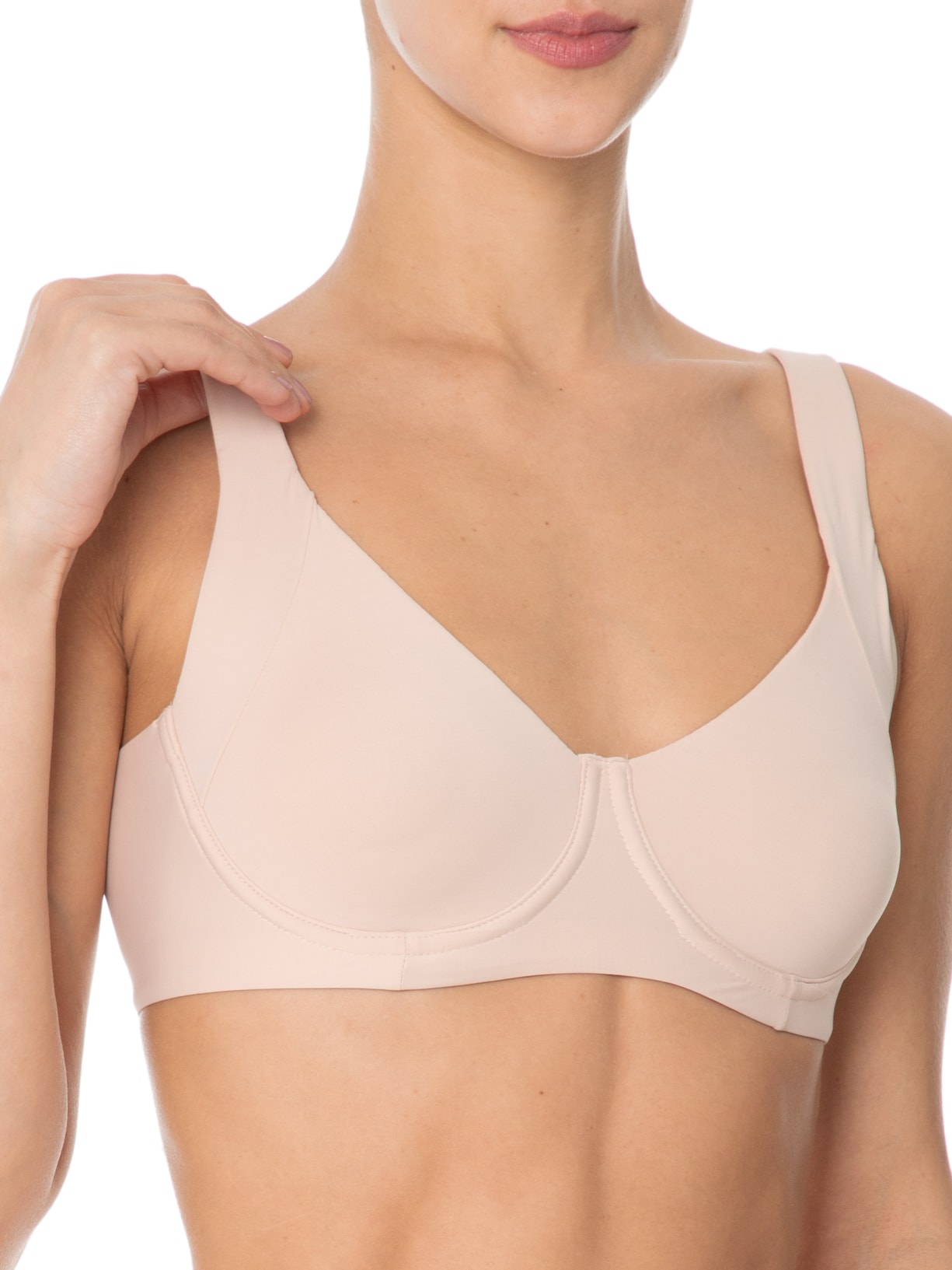 Sutiã Meia Taça Ampla Cobertura Com Aro E Sem Bojo Em Microfibra Bege Hope