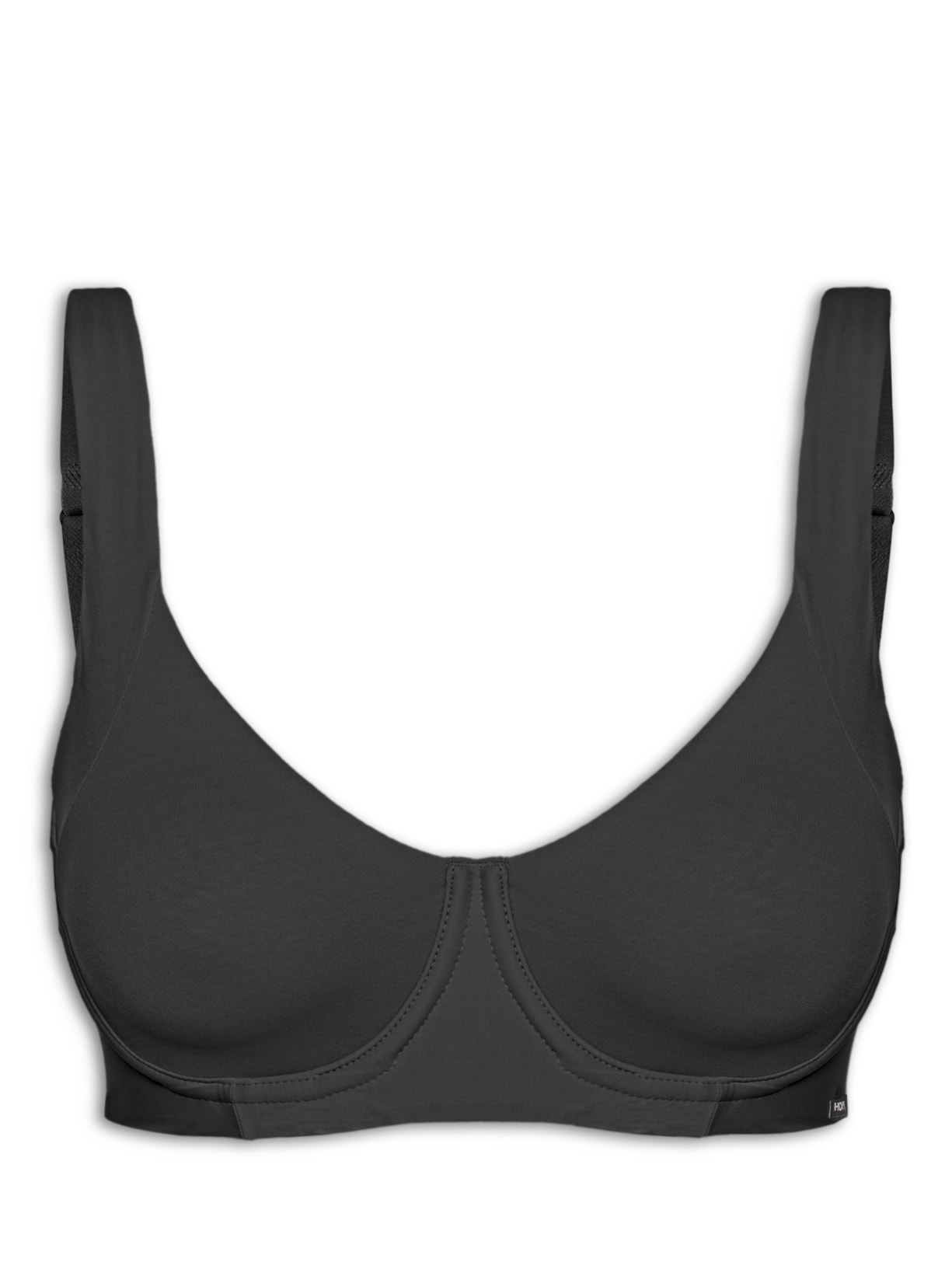 Sutiã Meia Taça Ampla Cobertura Com Aro E Sem Bojo Em Microfibra - Preto