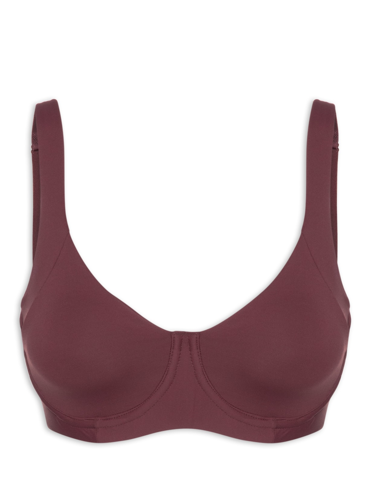 Sutiã Meia Taça Ampla Cobertura Com Aro E Sem Bojo Em Microfibra - Vinho