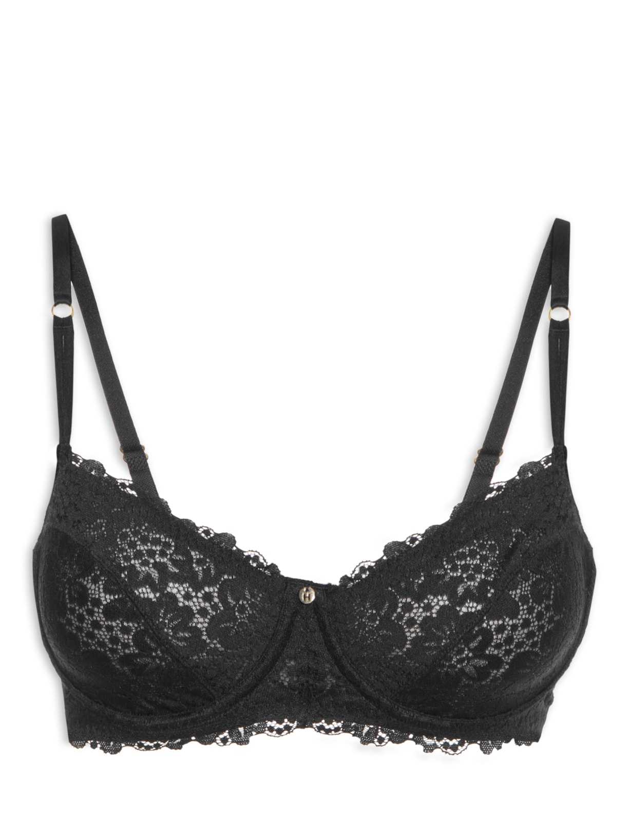Sutiã Meia Taça Balconet Sem Bojo E Com Aro Em Renda - Preto