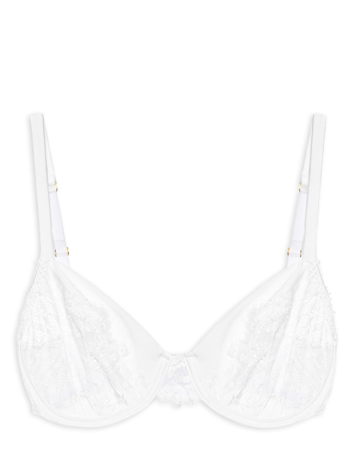 Sutiã Meia-Taça Com Aro Em Renda E Microfibra Acetinada Branco Hope