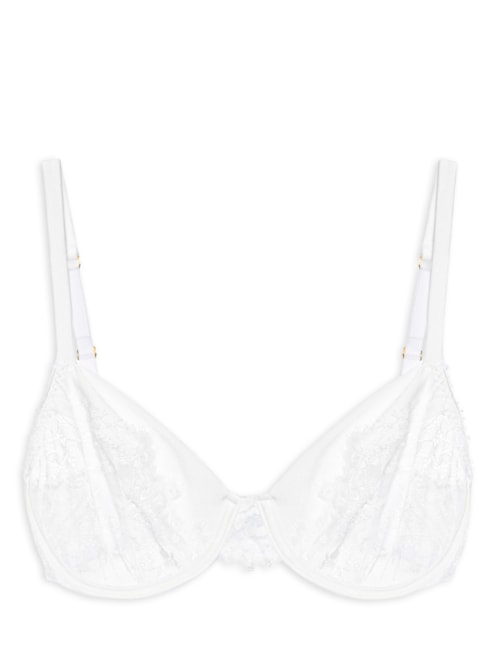 Sutiã Meia-Taça Com Aro Em Renda E Microfibra Acetinada - Branco