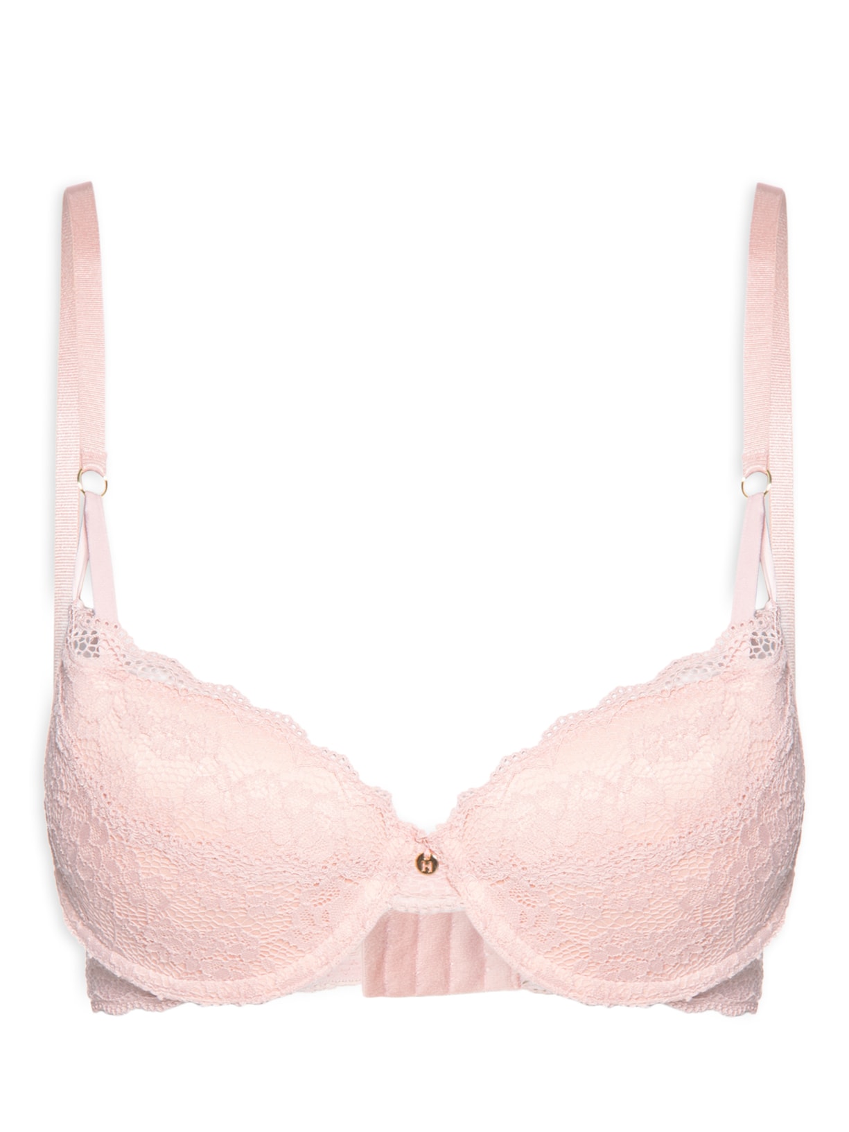 Sutiã Meia-Taça Com Bojo E Com Aro Em Renda Rosa Hope