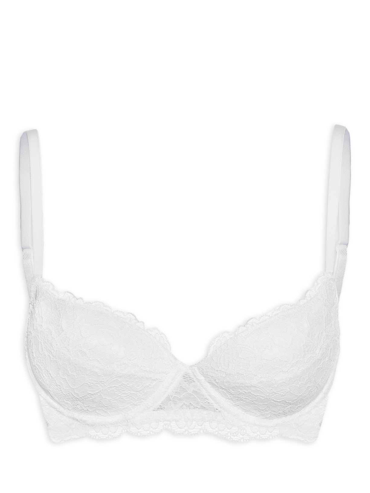 Sutiã Meia Taça Com Bojo Em Renda - Branco