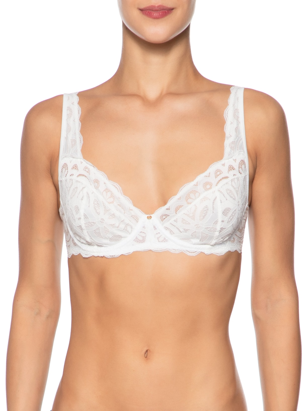 Sutiã Meia Taça Com Bojo Em Renda Na Sua Medida Taça B Branco Hope