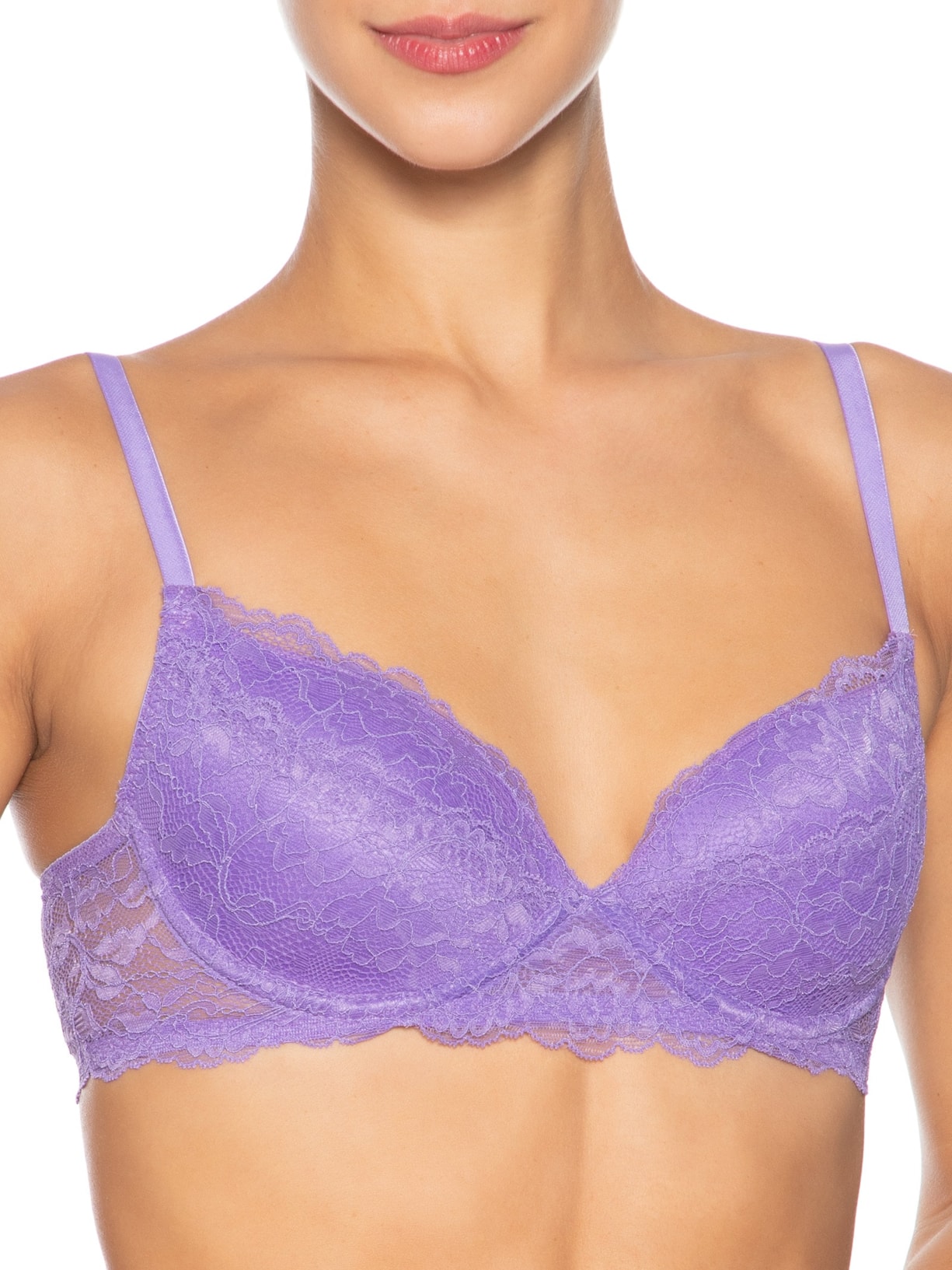 Sutiã Meia Taça Com Bojo Em Renda Na Sua Medida Taça B Lilás Hope