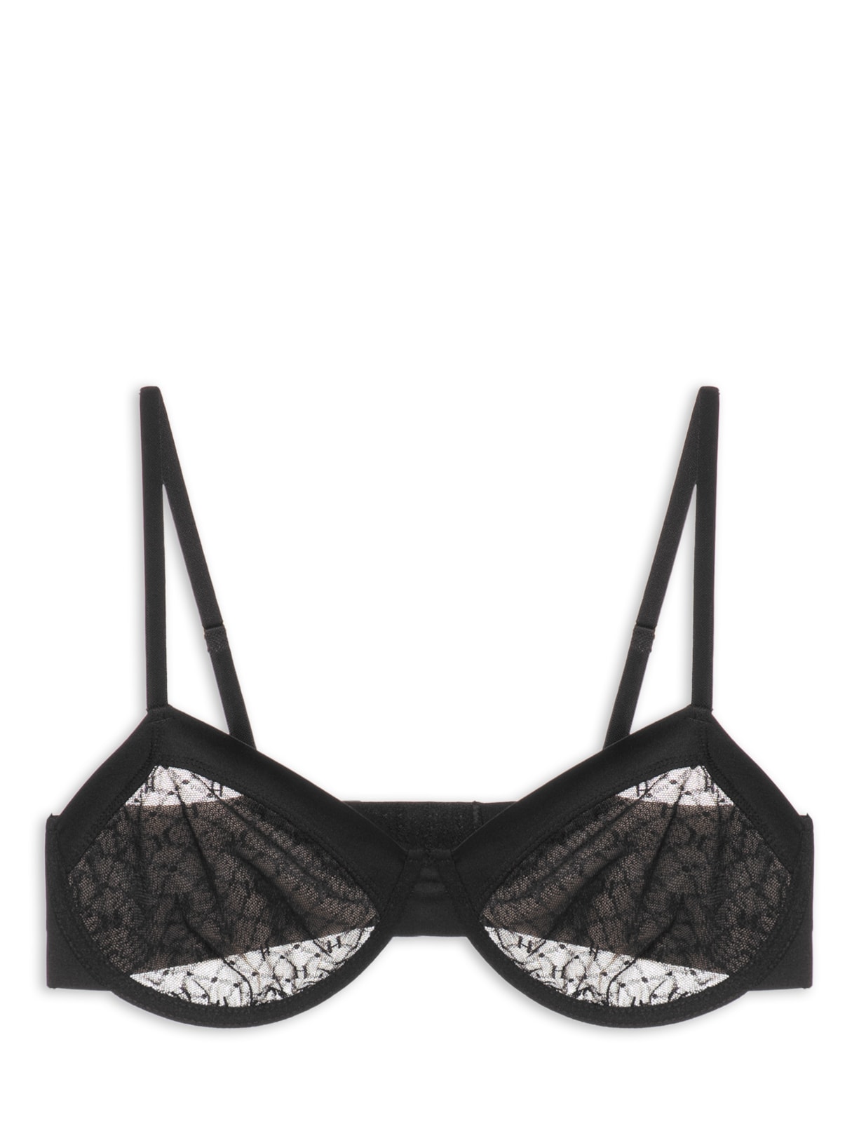 Sutiã Meia Taça Sem Bojo Com Aro Em Microfibra E Tule Personalizado Preto Hope