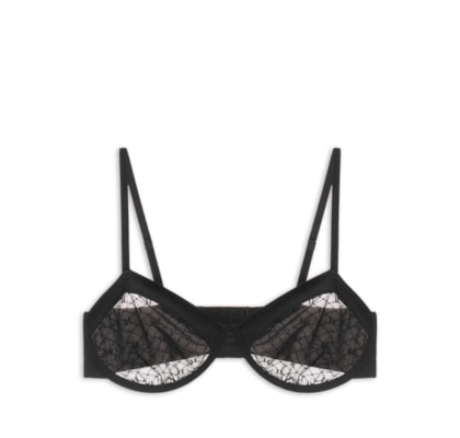 Sutiã Meia Taça Sem Bojo Com Aro Em Microfibra E Tule Personalizado - Preto