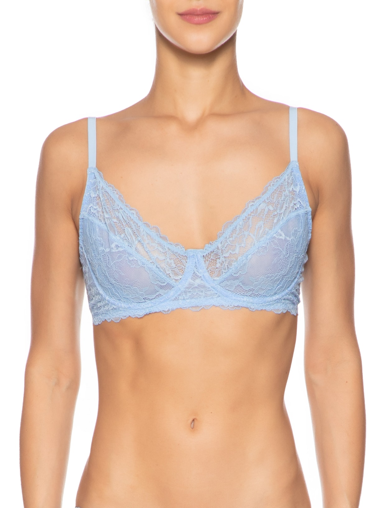 Sutiã Meia-Taça Sem Bojo Com Aro Em Renda Azul Hope